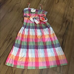 New Kate Spade x Target plaid tie midi sun dress.